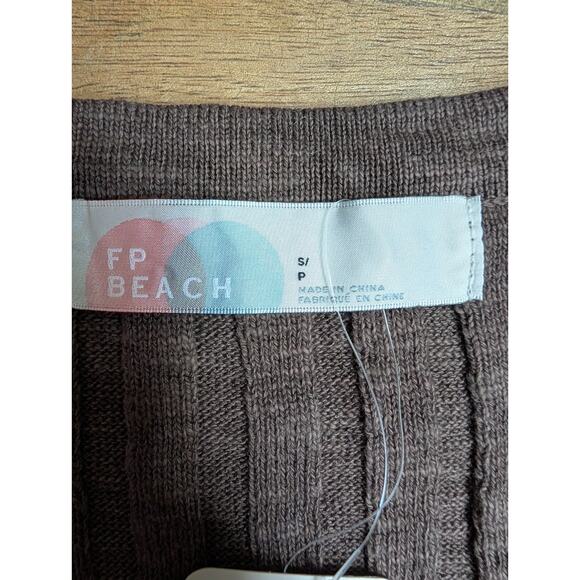 Free People Beach Sweater Vest Women Small Dark Brown Ribbed Knit Sleeveless NWT - Picture 4 of 4